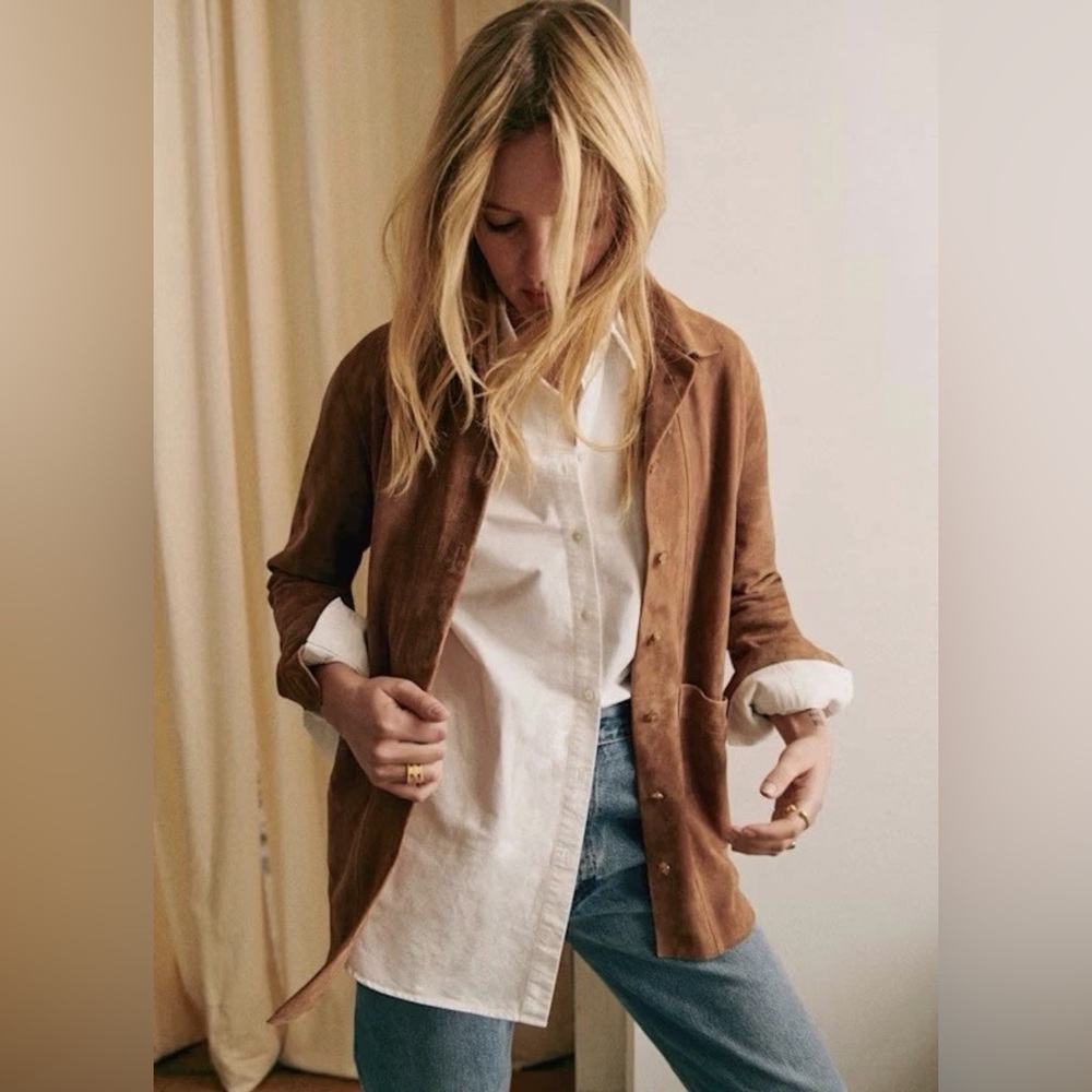 NWT SEZANE Will Jacket Chore Coat in Camel Suede Goat Leather - Sz XS - RARE!